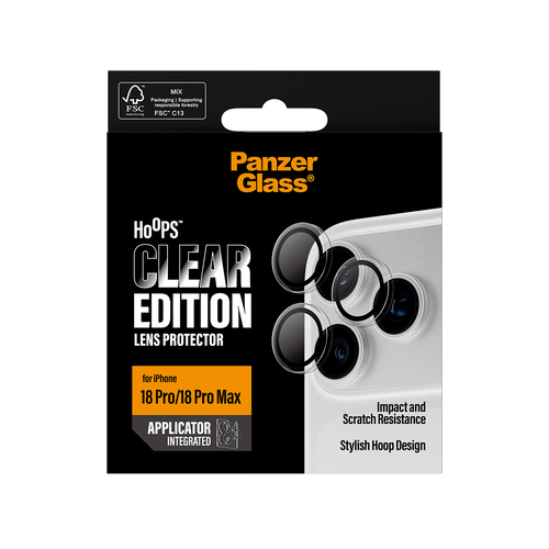 PanzerGlass ® Hoops® Camera Lens Protector Transparent iPhone 18 Pro | 18 Pro Max Doorzichtige schermbeschermer 1 stuk(s)