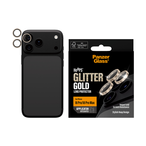 PanzerGlass ® Hoops® Camera Lens Protector Glitter Gold iPhone 18 Pro | 18 Pro Max Doorzichtige schermbeschermer 1 stuk(s)