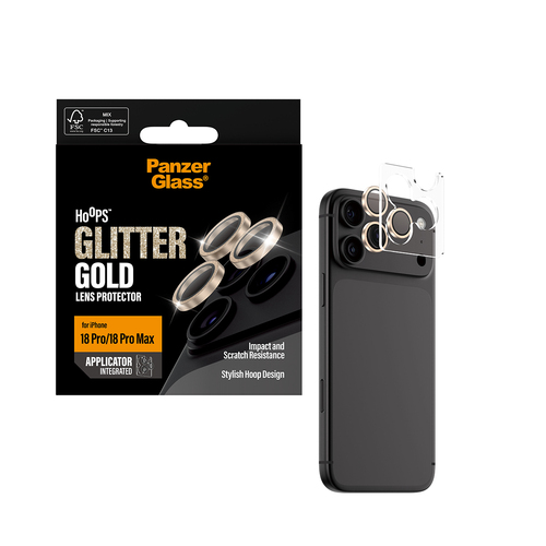 PanzerGlass ® Hoops® Camera Lens Protector Glitter Gold iPhone 18 Pro | 18 Pro Max Doorzichtige schermbeschermer 1 stuk(s)