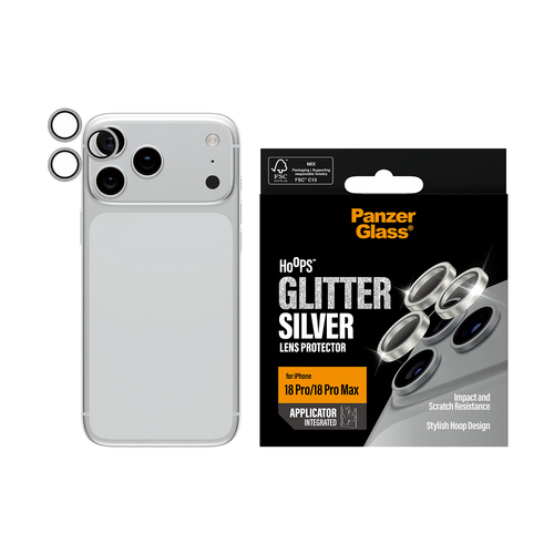 PanzerGlass ® Hoops® Camera Lens Protector Glitter Silver iPhone 18 Pro | 18 Pro Max Doorzichtige schermbeschermer 1 stuk(s)
