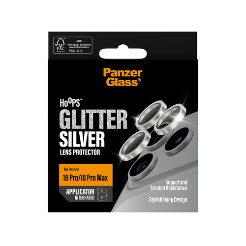 PanzerGlass ® Hoops® Camera Lens Protector Glitter Silver iPhone 18 Pro | 18 Pro Max Doorzichtige schermbeschermer 1 stuk(s)