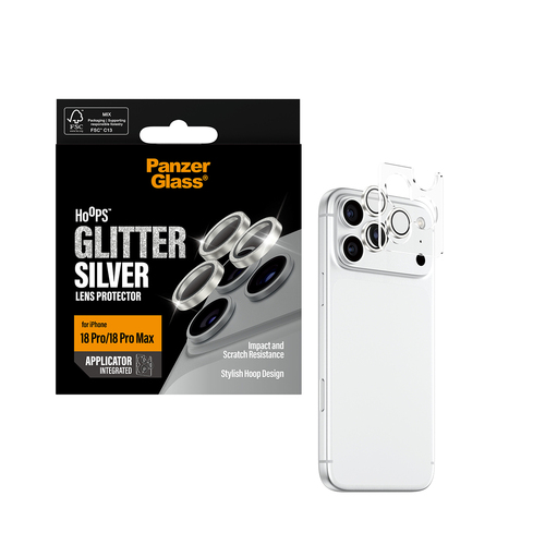 PanzerGlass ® Hoops® Camera Lens Protector Glitter Silver iPhone 18 Pro | 18 Pro Max Doorzichtige schermbeschermer 1 stuk(s)