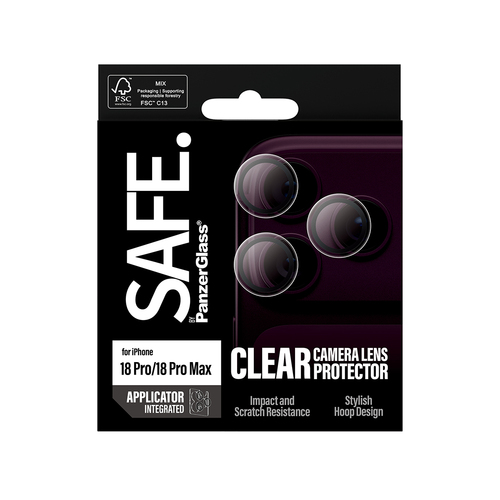 PanzerGlass SAFE. by ® Camera Lens Protector Transparent iPhone 18 Pro | 18 Pro Max Doorzichtige schermbeschermer 1 stuk(s)