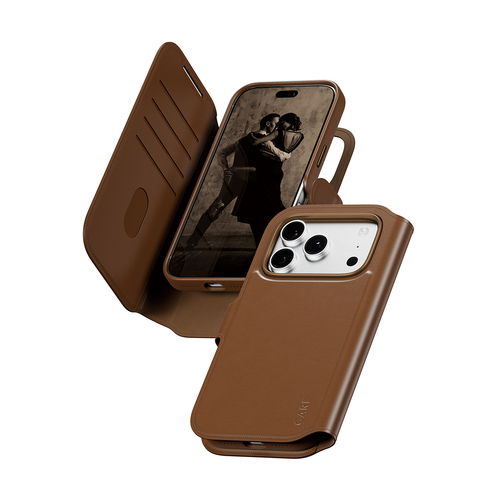 PanzerGlass CARE™ by ® Tango 2-in-1 Wallet Case Brown w. MagSafe iPhone 18 Pro | 17 Pro mobiele telefoon behuizingen Hoes Bruin