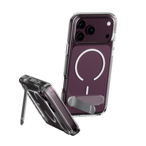 PanzerGlass CARE™ by ® Kickstand Case Transparent w. White MagSafe iPhone 18 Pro | 17 Pro mobiele telefoon behuizingen Hoes Transparant