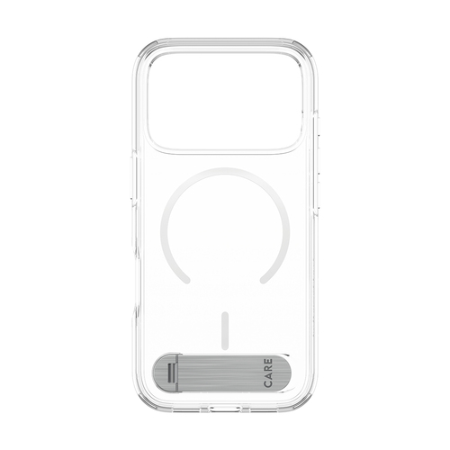 PanzerGlass CARE™ by ® Kickstand Case Transparent w. White MagSafe iPhone 18 Pro | 17 Pro mobiele telefoon behuizingen Hoes Transparant