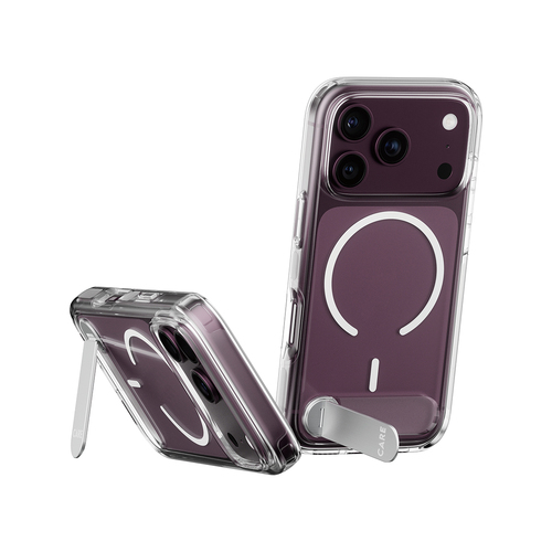 PanzerGlass CARE™ by ® Kickstand Case Transparent w. White MagSafe iPhone 18 Pro | 17 Pro mobiele telefoon behuizingen Hoes Transparant