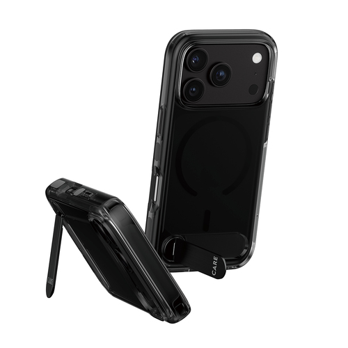 PanzerGlass CARE™ by ® Kickstand Case Smokey w. Black MagSafe iPhone 18 Pro | 17 Pro mobiele telefoon behuizingen Hoes Zwart
