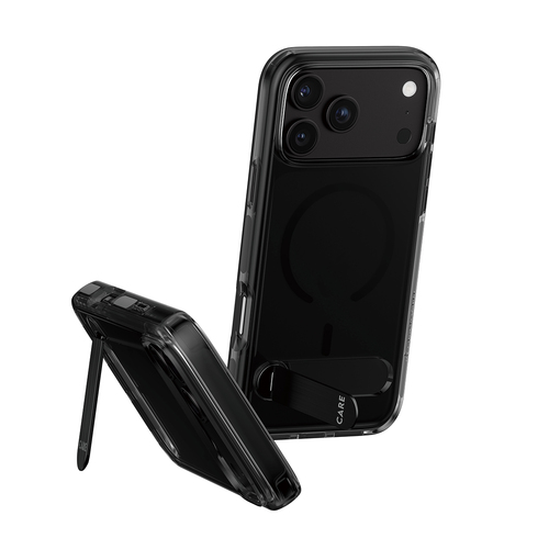 PanzerGlass CARE™ by ® Kickstand Case Smokey w. Black MagSafe iPhone 18 Pro Max | 17 Pro Max mobiele telefoon behuizingen Hoes Zwart