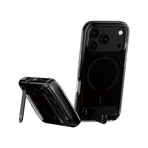 PanzerGlass CARE™ by ® Kickstand Case Smokey w. Black MagSafe iPhone 18 Pro Max | 17 Pro Max mobiele telefoon behuizingen Hoes Zwart