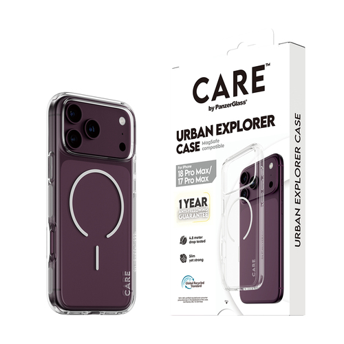 PanzerGlass CARE™ by ® Urban Explorer Case Transparent w. White Magsafe iPhone 18 Pro Max | 17 Pro Max mobiele telefoon behuizingen Hoes Transparant