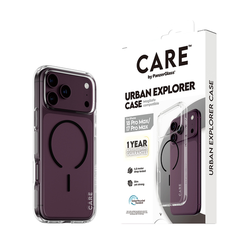PanzerGlass CARE™ by ® Urban Explorer Case Transparent w. Black MagSafe iPhone 18 Pro Max | 17 Pro Max mobiele telefoon behuizingen Hoes Transparant