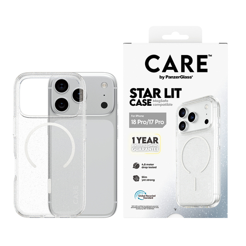 PanzerGlass CARE™ by ® Star Lit Case w. MagSafe iPhone 18 Pro | 17 Pro mobiele telefoon behuizingen Hoes Transparant