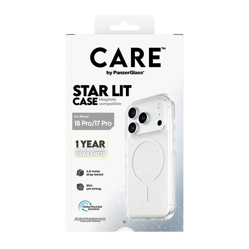 PanzerGlass CARE™ by ® Star Lit Case w. MagSafe iPhone 18 Pro | 17 Pro mobiele telefoon behuizingen Hoes Transparant