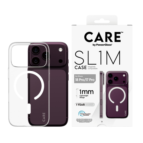 PanzerGlass CARE™ by ® SL1M Case Transparent w. MagSafe iPhone 18 Pro | 17 Pro mobiele telefoon behuizingen Hoes Transparant
