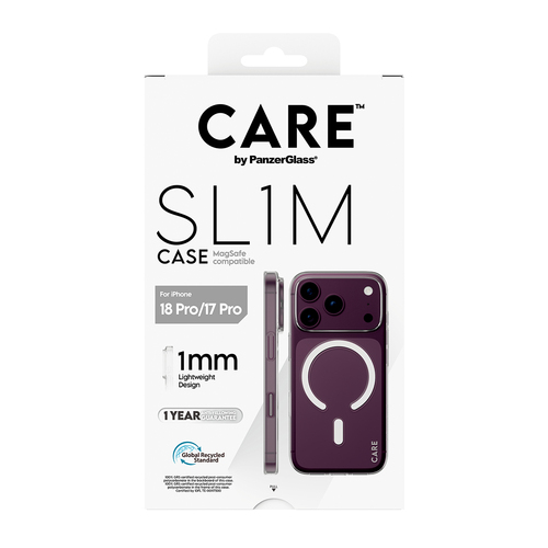 PanzerGlass CARE™ by ® SL1M Case Transparent w. MagSafe iPhone 18 Pro | 17 Pro mobiele telefoon behuizingen Hoes Transparant