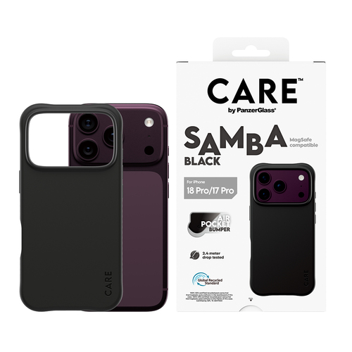 PanzerGlass CARE™ by ® Samba Case Black w. MagSafe iPhone 18 Pro | 17 Pro mobiele telefoon behuizingen Hoes Zwart