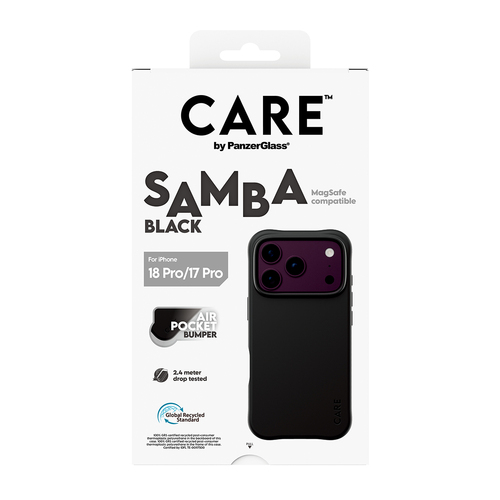 PanzerGlass CARE™ by ® Samba Case Black w. MagSafe iPhone 18 Pro | 17 Pro mobiele telefoon behuizingen Hoes Zwart