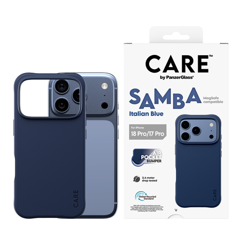 PanzerGlass CARE™ by ® Samba Case Italian Blue w. MagSafe iPhone 18 Pro | 17 Pro mobiele telefoon behuizingen Hoes Blauw