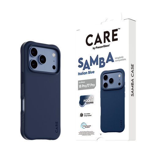 PanzerGlass CARE™ by ® Samba Case Italian Blue w. MagSafe iPhone 18 Pro | 17 Pro mobiele telefoon behuizingen Hoes Blauw