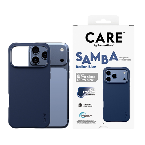 PanzerGlass CARE™ by ® Samba Case Italian Blue w. MagSafe iPhone 18 Pro Max | 17 Pro Max mobiele telefoon behuizingen Hoes Blauw