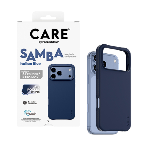 PanzerGlass CARE™ by ® Samba Case Italian Blue w. MagSafe iPhone 18 Pro Max | 17 Pro Max mobiele telefoon behuizingen Hoes Blauw