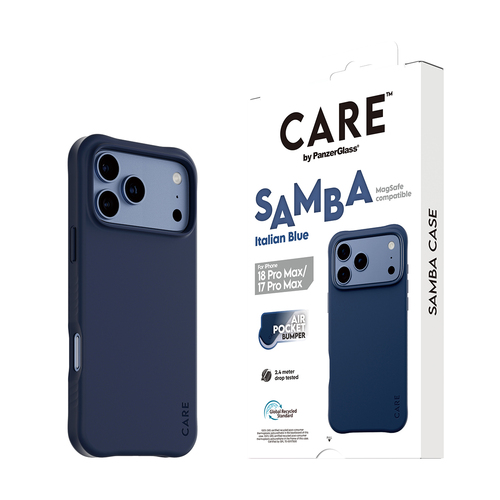 PanzerGlass CARE™ by ® Samba Case Italian Blue w. MagSafe iPhone 18 Pro Max | 17 Pro Max mobiele telefoon behuizingen Hoes Blauw