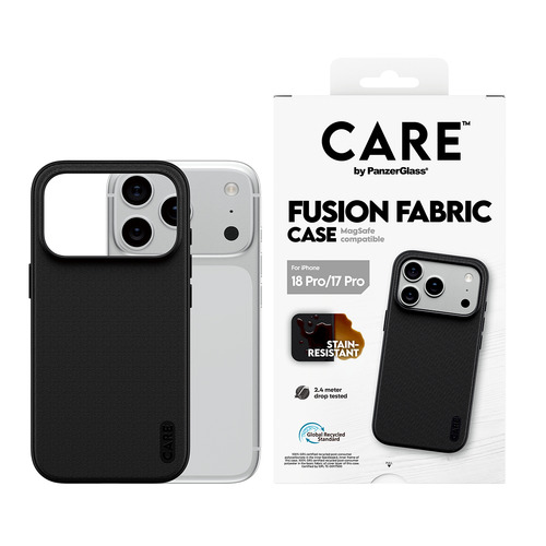 PanzerGlass CARE™ by ® Fusion Fabric Case Black w. MagSafe iPhone 18 Pro | 17 Pro mobiele telefoon behuizingen 16 cm (6.3") Hoes Zwart