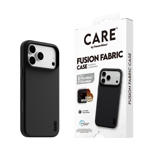 PanzerGlass CARE™ by ® Fusion Fabric Case Black w. MagSafe iPhone 18 Pro Max | 17 Pro Max mobiele telefoon behuizingen 17 cm (6.7") Hoes Zwart