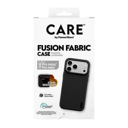PanzerGlass CARE™ by ® Fusion Fabric Case Black w. MagSafe iPhone 18 Pro Max | 17 Pro Max mobiele telefoon behuizingen 17 cm (6.7") Hoes Zwart