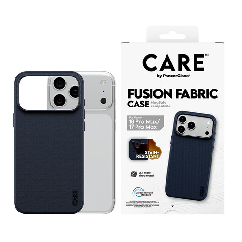 PanzerGlass CARE™ by ® Fusion Fabric Case Blue w. MagSafe iPhone 18 Pro Max | 17 Pro Max mobiele telefoon behuizingen 17,5 cm (6.9") Hoes Blauw