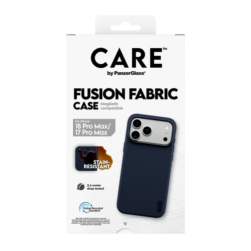 PanzerGlass CARE™ by ® Fusion Fabric Case Blue w. MagSafe iPhone 18 Pro Max | 17 Pro Max mobiele telefoon behuizingen 17,5 cm (6.9") Hoes Blauw