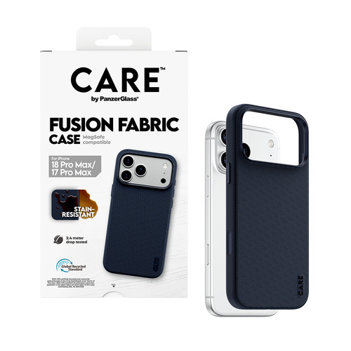 PanzerGlass CARE™ by ® Fusion Fabric Case Blue w. MagSafe iPhone 18 Pro Max | 17 Pro Max mobiele telefoon behuizingen 17,5 cm (6.9") Hoes Blauw