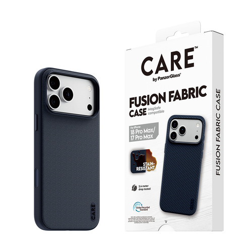 PanzerGlass CARE™ by ® Fusion Fabric Case Blue w. MagSafe iPhone 18 Pro Max | 17 Pro Max mobiele telefoon behuizingen 17,5 cm (6.9") Hoes Blauw