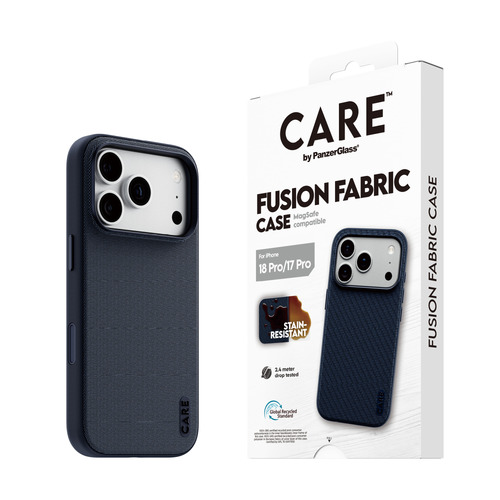 PanzerGlass CARE™ by ® Fusion Fabric Case Blue w. MagSafe iPhone 18 Pro | 17 Pro mobiele telefoon behuizingen 16 cm (6.3") Hoes Blauw
