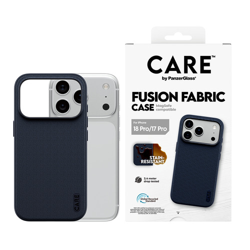 PanzerGlass CARE™ by ® Fusion Fabric Case Blue w. MagSafe iPhone 18 Pro | 17 Pro mobiele telefoon behuizingen 16 cm (6.3") Hoes Blauw