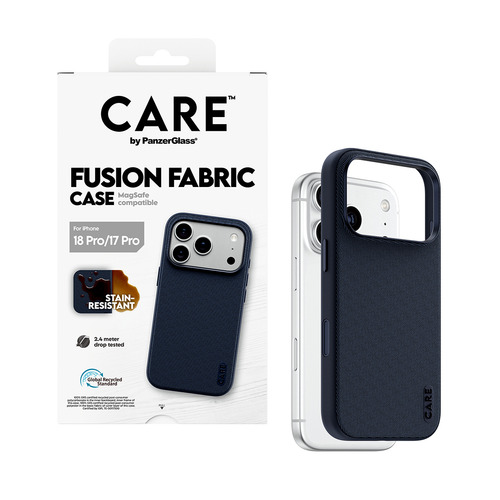 PanzerGlass CARE™ by ® Fusion Fabric Case Blue w. MagSafe iPhone 18 Pro | 17 Pro mobiele telefoon behuizingen 16 cm (6.3") Hoes Blauw