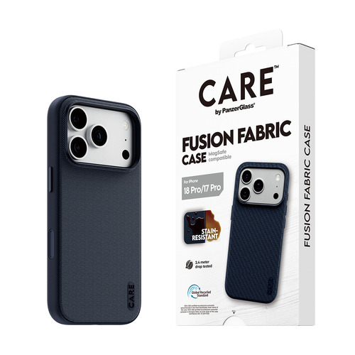 PanzerGlass CARE™ by ® Fusion Fabric Case Blue w. MagSafe iPhone 18 Pro | 17 Pro mobiele telefoon behuizingen 16 cm (6.3") Hoes Blauw
