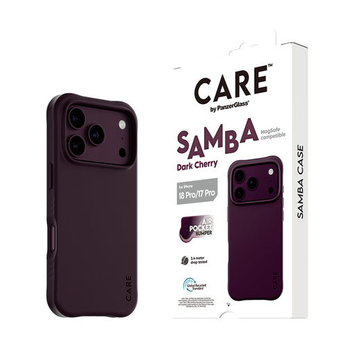 PanzerGlass CARE™ by ® Samba Case Dark Cherry w. MagSafe iPhone 18 Pro | 17 Pro mobiele telefoon behuizingen Hoes Paars