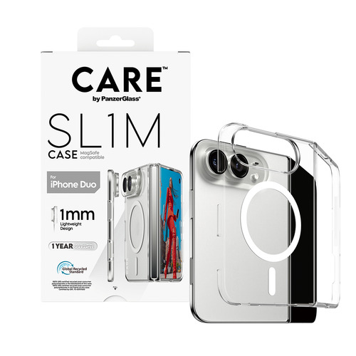 PanzerGlass CARE™ by ® SL1M Case Transparent w. White MagSafe iPhone Duo mobiele telefoon behuizingen 19,3 cm (7.6") Hoes Transparant