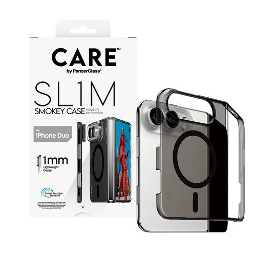 PanzerGlass CARE™ by ® SL1M Case Smokey w. Black MagSafe iPhone Duo mobiele telefoon behuizingen Hoes Zwart