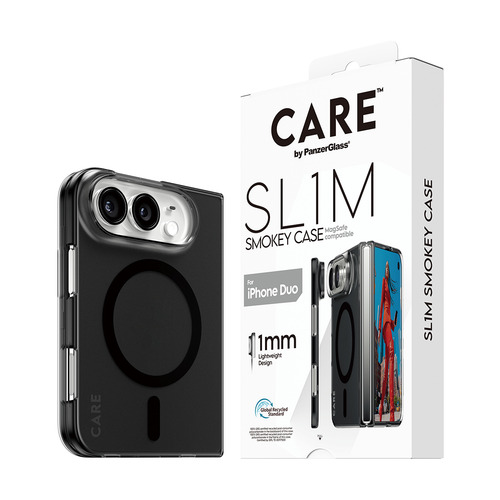 PanzerGlass CARE™ by ® SL1M Case Smokey w. Black MagSafe iPhone Duo mobiele telefoon behuizingen Hoes Zwart