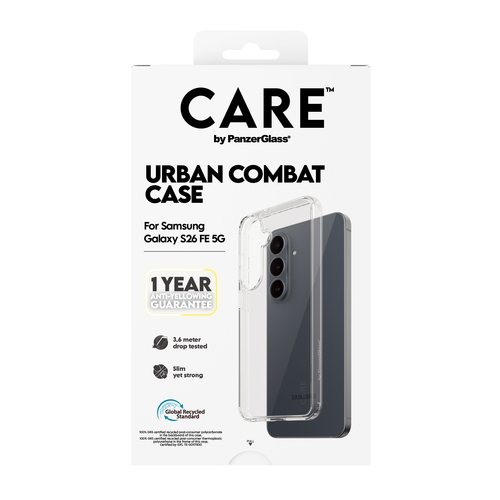 PanzerGlass CARE™ by ® Urban Combat Case Transparent Samsung Galaxy S26 FE 5G mobiele telefoon behuizingen Hoes Transparant