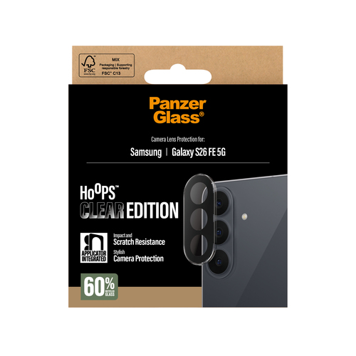 PanzerGlass ® Hoops® Camera Lens Protector Transparent Samsung Galaxy S26 FE 5G Doorzichtige schermbeschermer 1 stuk(s)