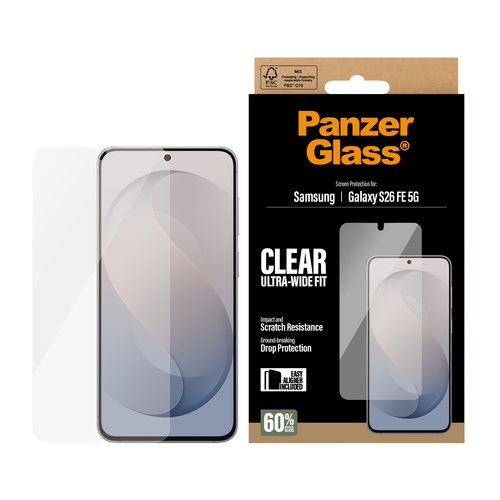 PanzerGlass ® Screen Protector Samsung Galaxy S26 FE 5G | Ultra-Wide Fit w. EasyAligner Doorzichtige schermbeschermer 1 stuk(s)