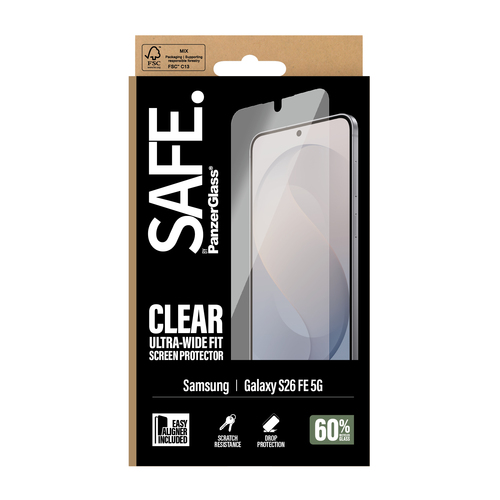 PanzerGlass SAFE. by ® Samsung Galaxy S26 FE 5G | Ultra-Wide Fit w. EasyAligner Doorzichtige schermbeschermer 1 stuk(s)