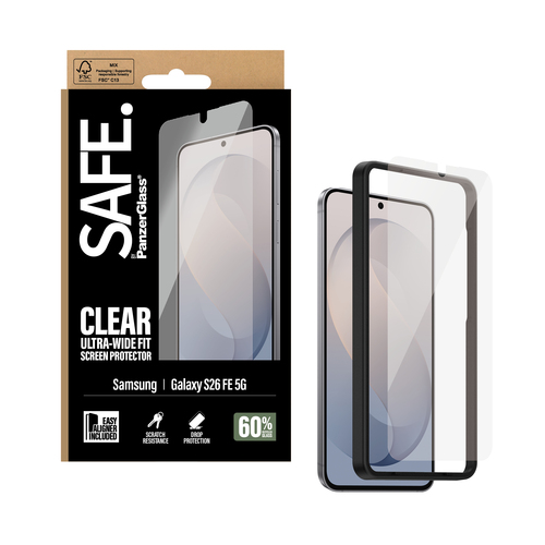 PanzerGlass SAFE. by ® Samsung Galaxy S26 FE 5G | Ultra-Wide Fit w. EasyAligner Doorzichtige schermbeschermer 1 stuk(s)
