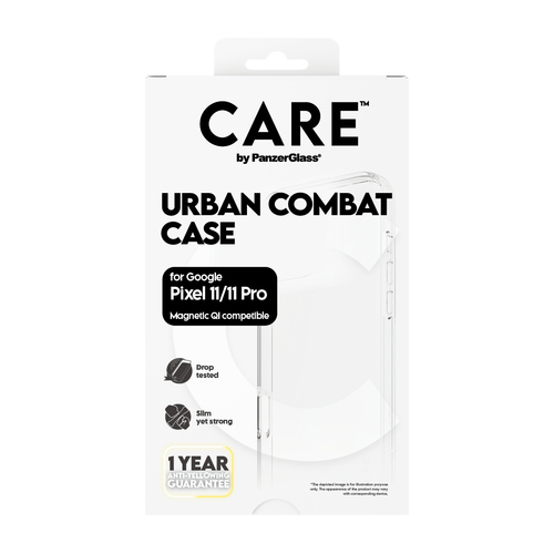 PanzerGlass CARE™ by ® Urban Combat Case Transparent w. White Qi Google Pixel 11 mobiele telefoon behuizingen Hoes Transparant