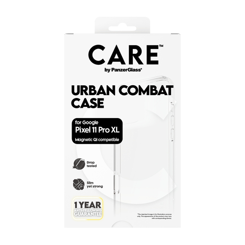PanzerGlass CARE™ by ® Urban Combat Case Transparent w. White Qi Google Pixel 11 Pro XL mobiele telefoon behuizingen Hoes Transparant