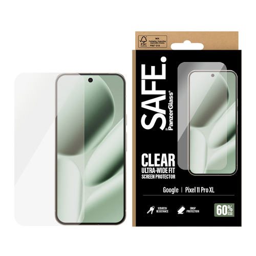 PanzerGlass SAFE. by ® Screen Protector Google Pixel 11 Pro XL | Ultra-Wide Fit Doorzichtige schermbeschermer 1 stuk(s)